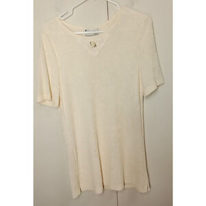 Matthew And David Top Blouse Womens 8 Cream Popcorn Blouse